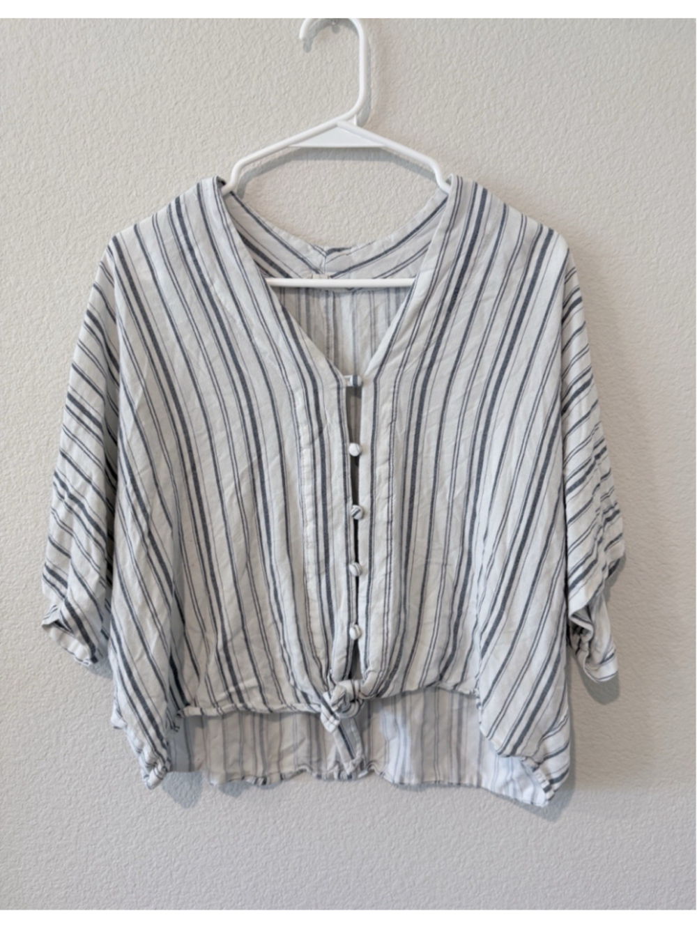 Sim & Sam Boho Striped Tie Front Crop Top Women L Boho Festival Coastal Grandma
